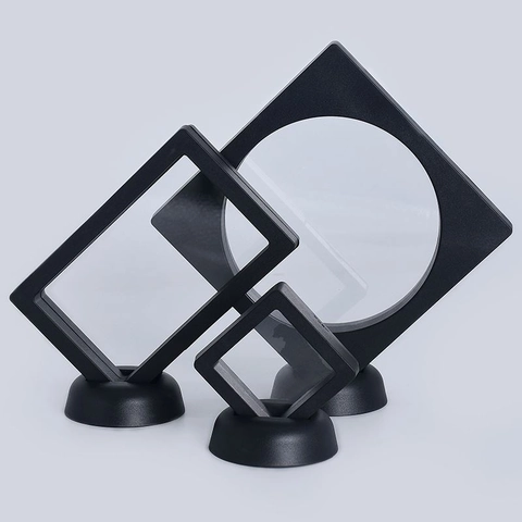 PE Film Suspended Jewelry Display Box Transparent Plastic Suspension Storage Case With Base For Rings Earrings Bracelets