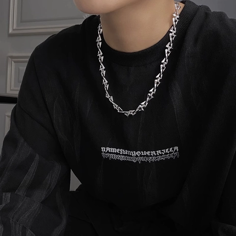 Hip Hop Geometrische Z Letter Doornen Hanger Halsketting Voor Heren Dames Unisex Zilver Legering Punk Street Sieraden