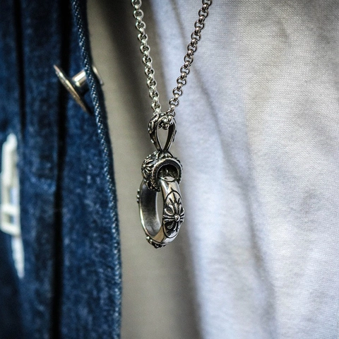 Retro Gothik Kreuz Blume Anhänger Halskette Für Herren Damen Antiksilber Legierung Panzerkette Punk Hip Hop Streetwear Schmuck