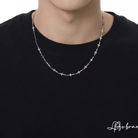 Titanium Steel Cross Pendant Necklace For Men Women Minimalist Silver Color Link Chain Personalized Fashion Jewelry Accessory