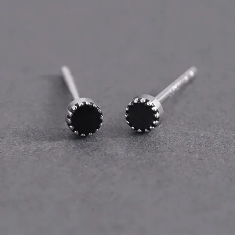 Minimalist Copper Stud Earrings For Men Women Geometric Round Earring With Stainless Steel Post Silver Black Edgy Jewelry
