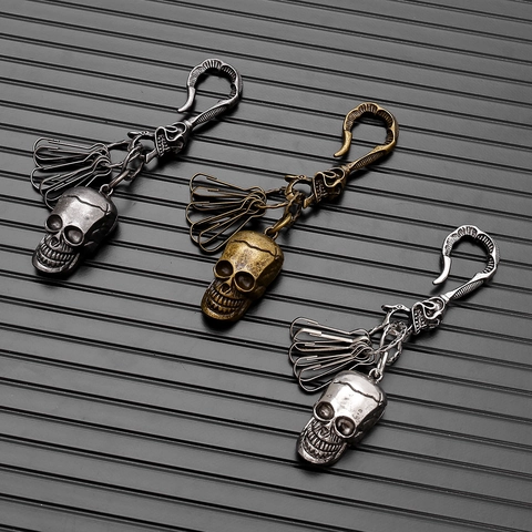 Vintage Punk Schedel Sleutelhanger Zinklegering Hiphop Broek Ketting Gotische Skelet Hanger Voor Halloween Mannen Vrouwen