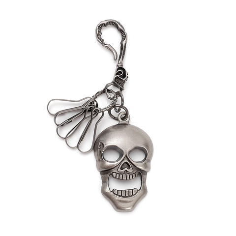 Portachiavi Punk Vintage con Teschio in Metallo Apribottiglie Argento Antico Lega Hip Hop Ornamento da Appendere in Vita Regalo