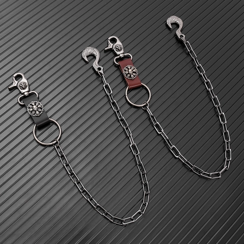 Cinturón de Cadena de Cintura de Metal Punk Con Piel de Vaca Calavera Cabeza de Águila Gótico Hip Hop Cadena de Pantalón Hombre Mujer