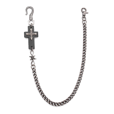 Catena per Pantaloni in Metallo Punk Gothic Retro Croce Teschio in Pelle Waist Chain Hip Hop Rock Accessori Jean per Uomo Donna