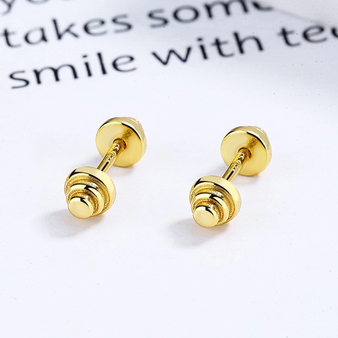 925 Sterling Silver Dumbbell Screw Back Stud Earrings For Women Men Minimalist Industrial Style Barbell Piercing Jewelry