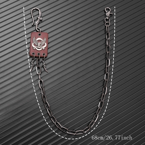 Punk Rock Hip Hop Catena da Pantaloni Con Ciondolo Artiglio d'Aquila Lega Ferro Pelle di Vacchetta Catena da Vita per Jeans Unisex