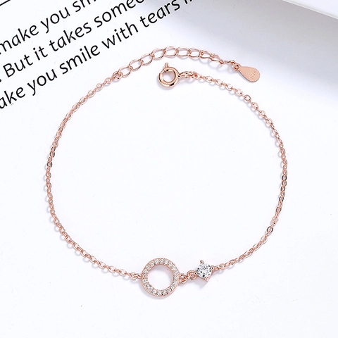 925 Sterlingsilber Armband Für Damen Minimalistisch Strass Geometrischer Kreis Charm Verstellbare Kette Exquisite Mode Schmuck Geschenk