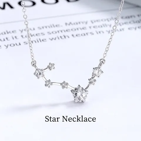 Collana con Pendente Costellazione Grande Carro in Argento Sterling 925 Con Strass Catena Sottile Minimalista Gioielli Moda Donna