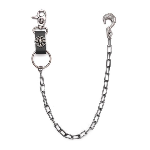 Punk Metal Waist Chain Belt With Cowhide Leather Skull Eagle Head Gothic Hip Hop Jean Pant Chain For Men Women Accessory