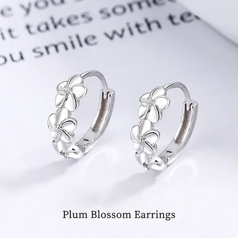 Pendientes de Aro de Plata de Ley 925 con Flor de Camelia Minimalista con Diamantes de Imitación para Mujer