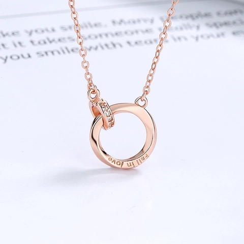 Collana con Pendente ad Anello Intrecciato Mobius in Argento Sterling 925 per Coppie Oro Rosa Argento Strass Gioielli