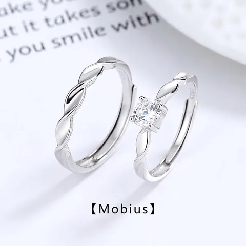 S925 Sterlingsilber Mobius Pärchenringe Für Damen Herren Zirkonia Eingelegte Verstellbare Offene Fingerringe Romantischer Schmuck Geschenk