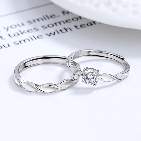 S925 Sterlingsilber Mobius Pärchenringe Für Damen Herren Zirkonia Eingelegte Verstellbare Offene Fingerringe Romantischer Schmuck Geschenk