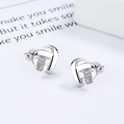 Exquise 925 Sterling Zilveren Hart Oorknopjes Voor Vrouwen Strass Ingelegd Niche Design High-end Sieraden Cadeau
