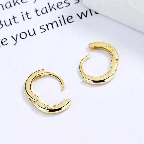 Boucles d'Oreilles Créoles en Argent Sterling 925 Minimaliste Style INS Boucle d'Oreille Ronde Polie Bijoux Homme Femme Quotidien