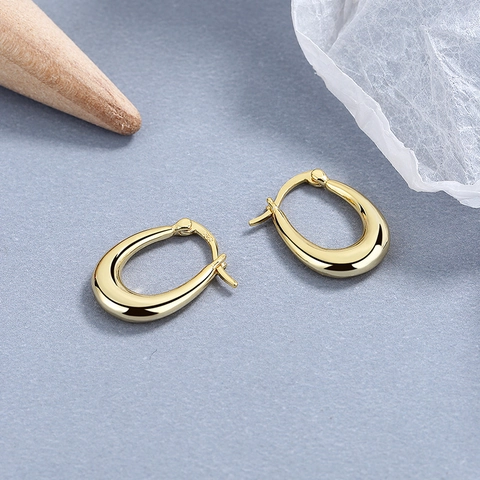 Orecchini a Cerchio a Goccia in Argento Sterling 925 Minimalisti a Forma di U per Donna Lucidatura a Specchio Oro Argento