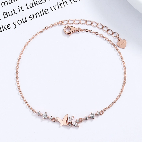 925 Sterlingsilber Schmetterling Armband Für Damen Eleganter Strass Eingelegtes Verstellbares Kettenarmband Schmuck Zubehör