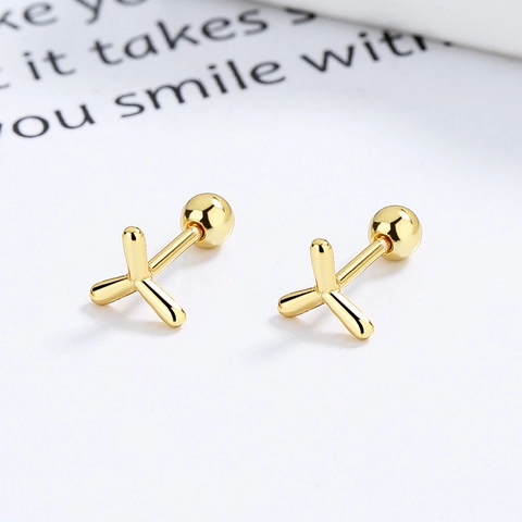 Orecchini a Bottone a Vite in Argento Sterling 925 Girandola Minimalisti Geometrici a Triangolo Piercing Gioielli per Donna Ufficio