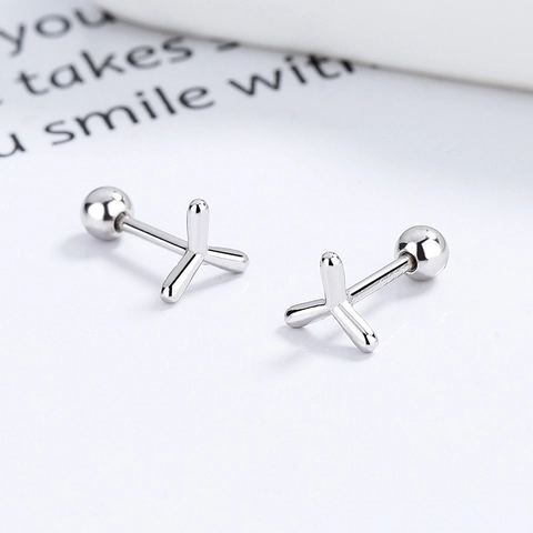 Orecchini a Bottone a Vite in Argento Sterling 925 Girandola Minimalisti Geometrici a Triangolo Piercing Gioielli per Donna Ufficio