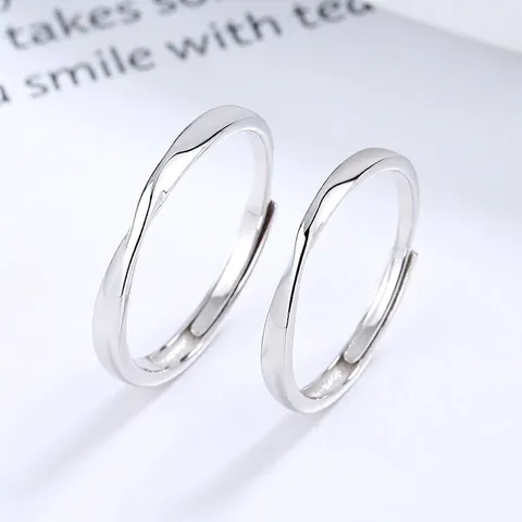 925 Sterling Silver Mobius Strip Couple Rings Adjustable Minimalist Twisted Geometric Open Finger Ring Valentine Day Gift Jewelry