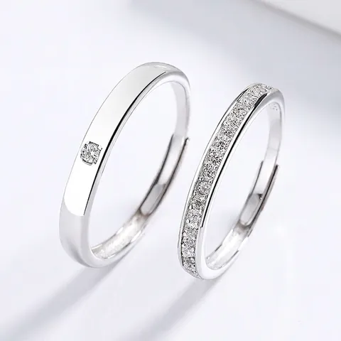 925 Sterlingsilber Paar Ringe Einfache Strass Eingelegte Offene Verstellbare Ringe Romantisches Valentinstag Schmuck Geschenk