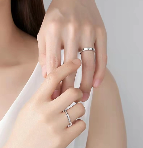 925 Sterlingsilber Paar Ringe Einfache Strass Eingelegte Offene Verstellbare Ringe Romantisches Valentinstag Schmuck Geschenk