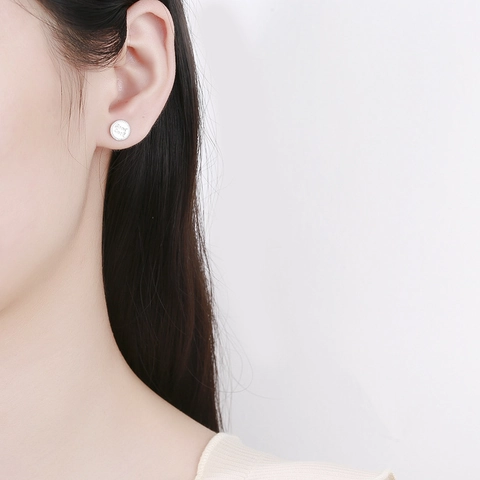 925 Sterling Silver Good Luck Round Coin Stud Earrings Minimalist Personalized Screw Back Earrings For Women Jewelry Gift