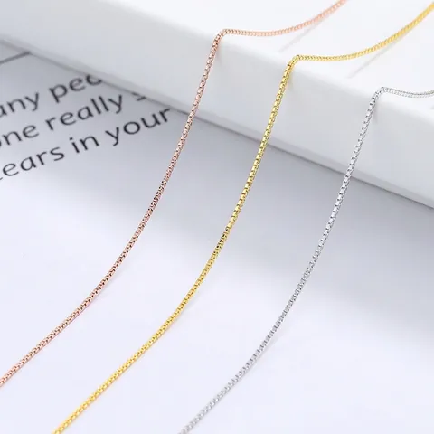 Collar de Cadena Veneciana de Plata de Ley 925 Minimalista para Mujer Joyería Fina Ajustable Colores Oro Plata Oro Rosa