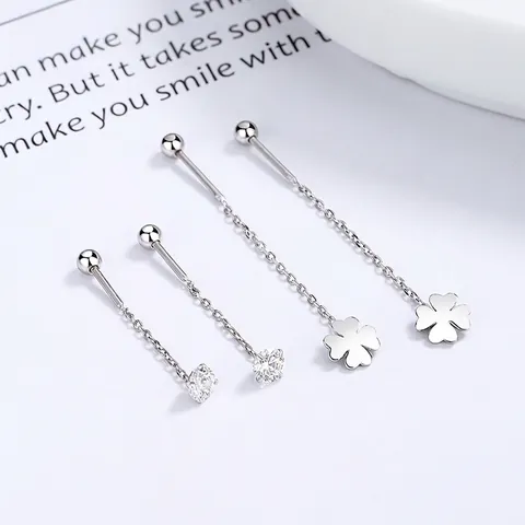925 Sterlingsilber Kleeblatt Strass Quaste Ohrringe Für Damen Eleganter Langer Kettenohrringe Modeschmuck