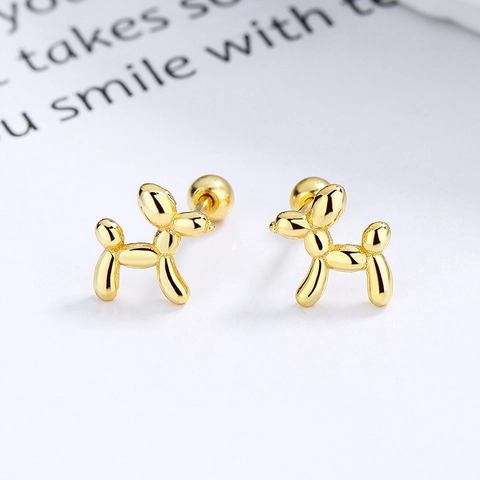 925 Sterlingsilber Süße Ballonhund Ohrstecker Für Damen Minimalistische Koreanische Stil Schraubverschluss Ohrstecker Schmuck Gold Silber