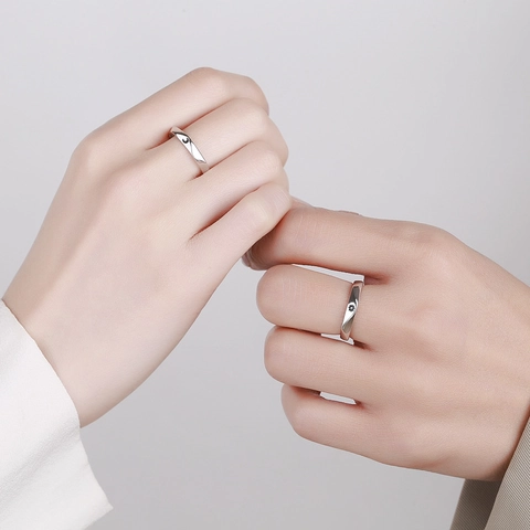 925 Sterling Silver Sun Moon Couple Rings Simple Minimalist Mobius Twist Open Adjustable Anniversary Jewelry Gift For Women Men