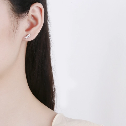 Orecchini a Bottone in Argento Sterling 925 con Strass Taglio Marquise da Donna Chiusura a Vite Geometrici Gioielli