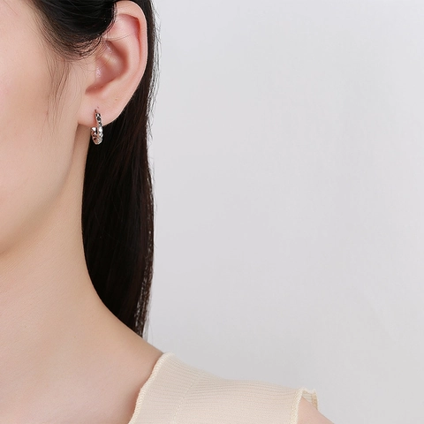 925 Sterling Silver Geometric Faceted Small Hoop Ear Buckles For Women Minimalist Dainty Earrings Fashion Jewelry Gift
