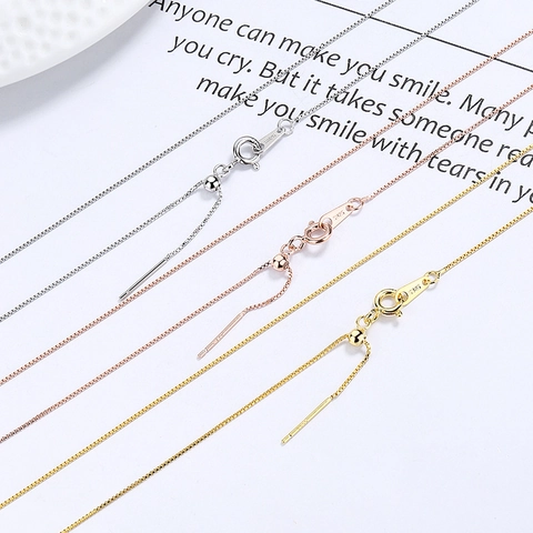 Collar de Cadena Veneciana de Plata de Ley 925 Minimalista para Mujer Joyería Fina Ajustable Colores Oro Plata Oro Rosa