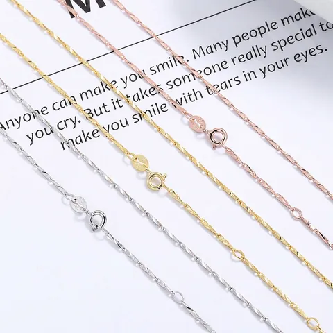 925 Sterling Silver Chain Necklace For Women Minimalist Twisted Geometric Clavicle Chain Jewelry Gold Rose Gold Silver