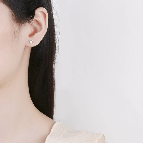 925 Sterling Silver Ginkgo Leaf Threaded Stud Earrings For Women Minimalist Plant Style Gold Silver Ear Bone Jewelry