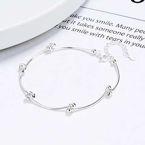 925 Sterlingsilber Bohnenknoten Armband Für Damen Minimalistisches Verstellbares Verlängerungsketten Schmuck Elegantes Silber Handzubehör