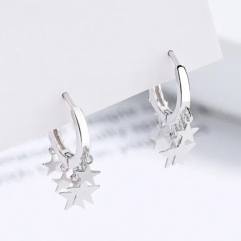 925 Sterlingsilber Stern Fransen Ohrringe Für Damen Koreanische Mode Mehrlagige Stern Anhänger Ohrhänger Elegant Täglicher Schmuck