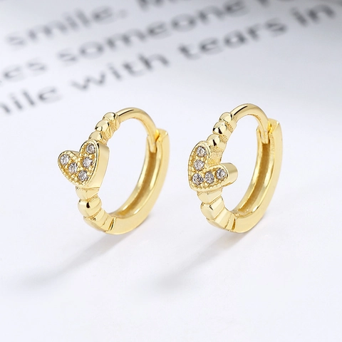 Orecchini a Cerchio a Cuore in Argento Sterling 925 per Donna Orecchini Huggie con Strass Moda Semplice Personalità Regalo Gioielli