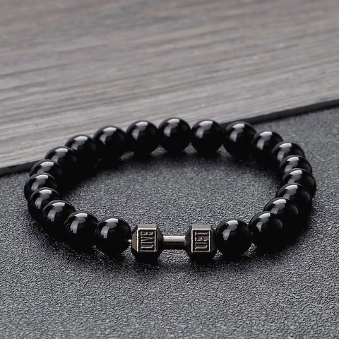 Herren Hantel Perlenarmband Fitness Motivationsschmuck Matte Polierte Glasperlen Legierung Lift Live Gym Zubehör
