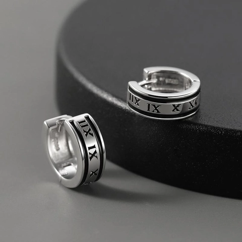 Retro Römische Zahlen Huggie Hoop Ohrringe Herren Legierung Galvanisiert Emaille Minimalistisch Geometrisch Kreis Ohrstecker Schmuck