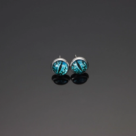 Boucles d'Oreilles Clous Œil du Diable Cyberpunk en Acier Titane et Verre Bijoux Homme Femme Style Punk Accessoire Mode Gothique
