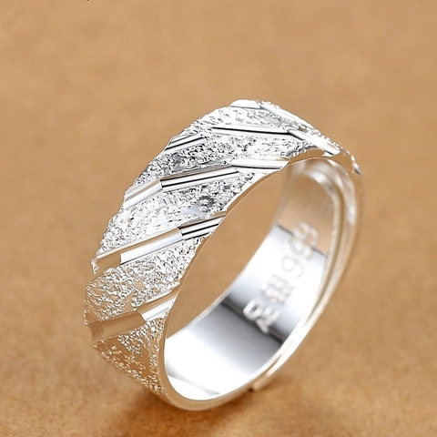 Minimalistische Koperen Verzilverde Verstelbare Open Ring Voor Heren Dames Gematteerde Geometrische Streep Mode Sieraden Ring