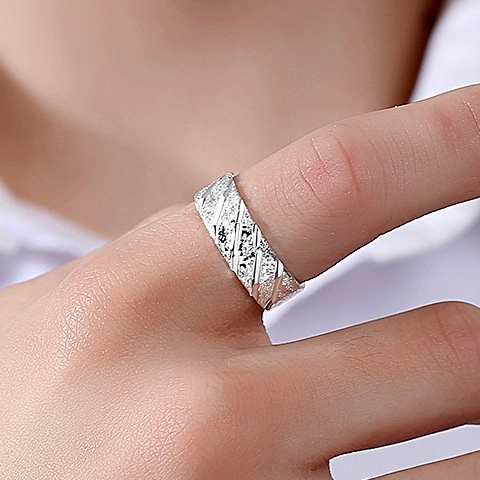 Minimalistische Koperen Verzilverde Verstelbare Open Ring Voor Heren Dames Gematteerde Geometrische Streep Mode Sieraden Ring