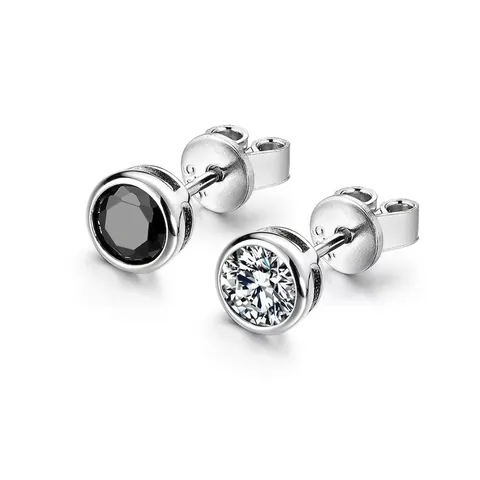 Minimalist Copper Round Stud Earrings With 925 Sterling Silver Earring Post Black Onyx Rhinestone Geometric Jewelry For Men Women
