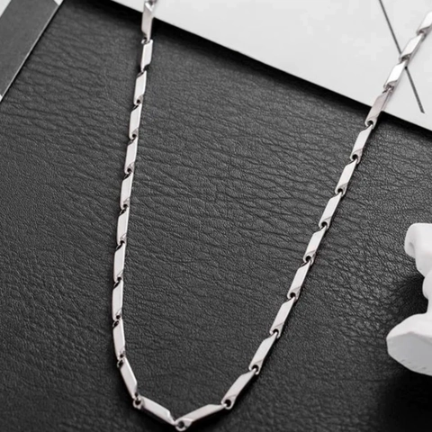 Minimalist Titanium Steel Rhombus Link Necklace For Men Women Geometric Bamboo Joint Chain Edgy Hip Hop Jewelry Accessory