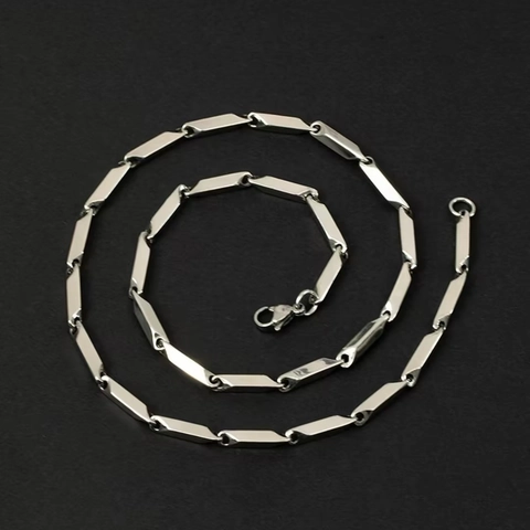 Minimalist Titanium Steel Rhombus Link Necklace For Men Women Geometric Bamboo Joint Chain Edgy Hip Hop Jewelry Accessory