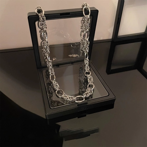Punk Hip Hop Stainless Steel Handmade Chain Necklace Men Women Silver Color Chunky Gothic Streetwear Jewelry Accessory
