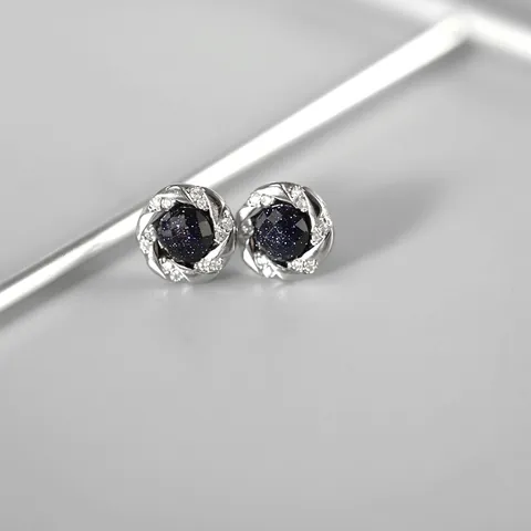 Orecchini a Bottone in Rame Minimalisti Con Pietra di Sabbia Blu Strass Design a Stella Gioielli alla Moda per Uomo Donna